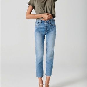 Denim Forum Artizia Arlo High Rise Straight Jeans in Picture This Bleu